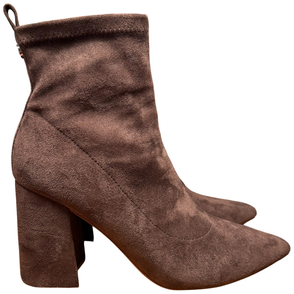 STEVE MADDEN Falona Women's 9 Chocolate.Boots Pointed Toe Heeled Fabric Boot